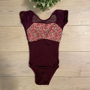 New Custom-made Burgundy Floral Ballet Leotard
